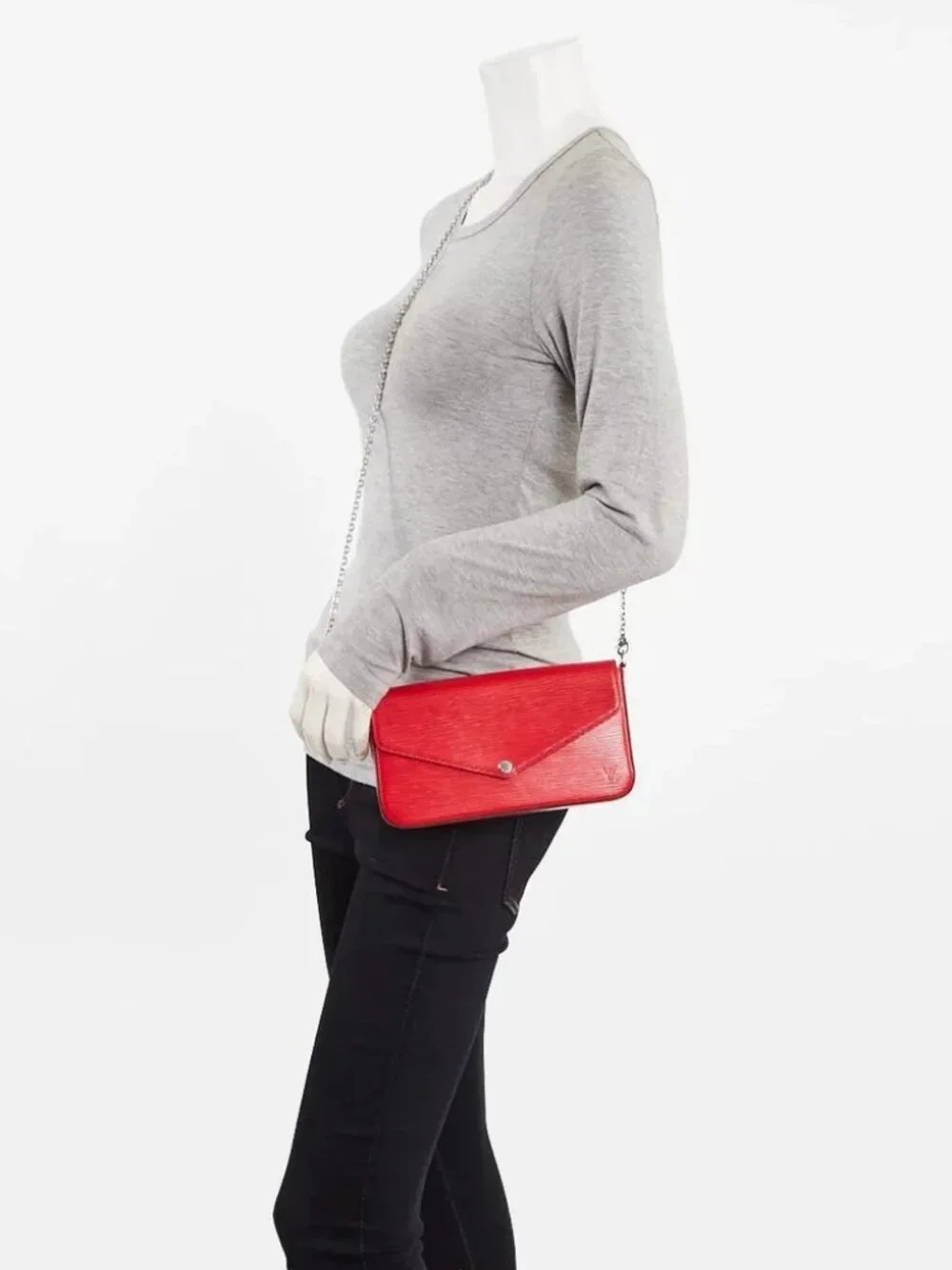 Louis Vuitton Red Epi Leather Felicie Pochette Bag
